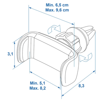 Smartphone houder voor ventilatierooster