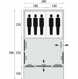 Bardani Spitfire 340 XL RSTC | Tunneltent | 5 Persoons Tent