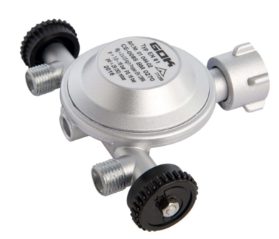 Drukregelaar DIN Duo 30mb, 2 x 1/4" links schroef