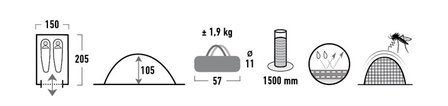 High Peak Monodome | Koepeltent | 2 Persoons Tent 