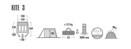 High Peak Kite 3 | Lichtgewicht Tent | 3 Persoons Tent