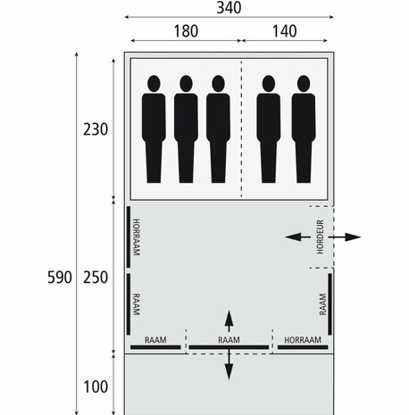Bardani Spitfire 340 XL RSTC | Tunneltent | 5 Persoons Tent