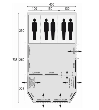 Bardani Royal Prestige 400 RSTC | Tunneltent |5 Persoons Tent
