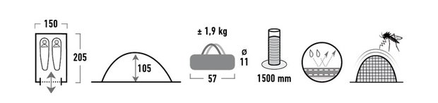 High Peak Monodome | Koepeltent | 2 Persoons Tent 